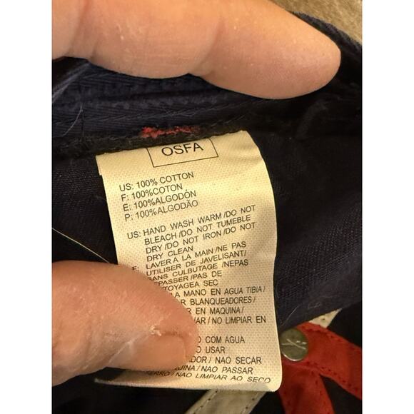 Vtg Reebok Mens Navy England Flag Patch Adjustable Strapback Hat Baseball Cap - Picture 8 of 8